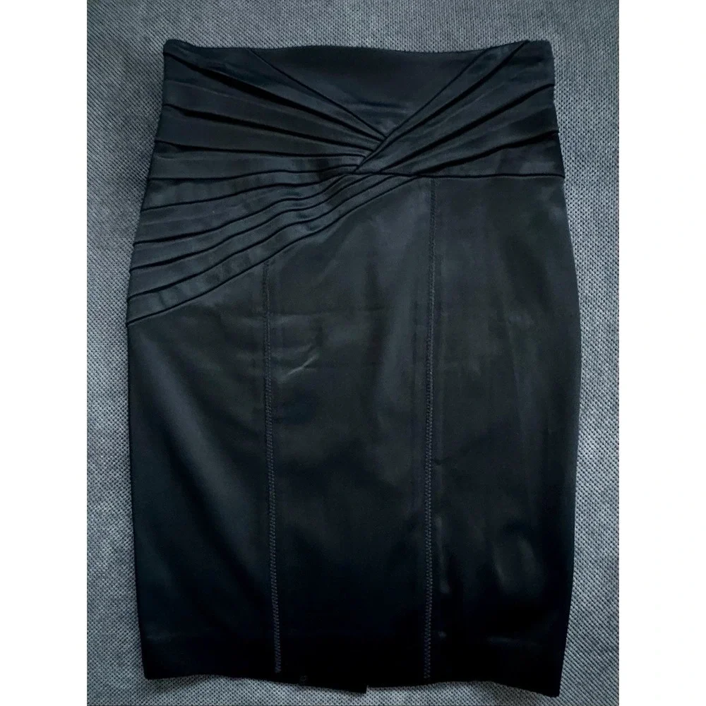 Y2K‎ BEBE Satin Black Skirt made in USA Size 2 Back Slit
